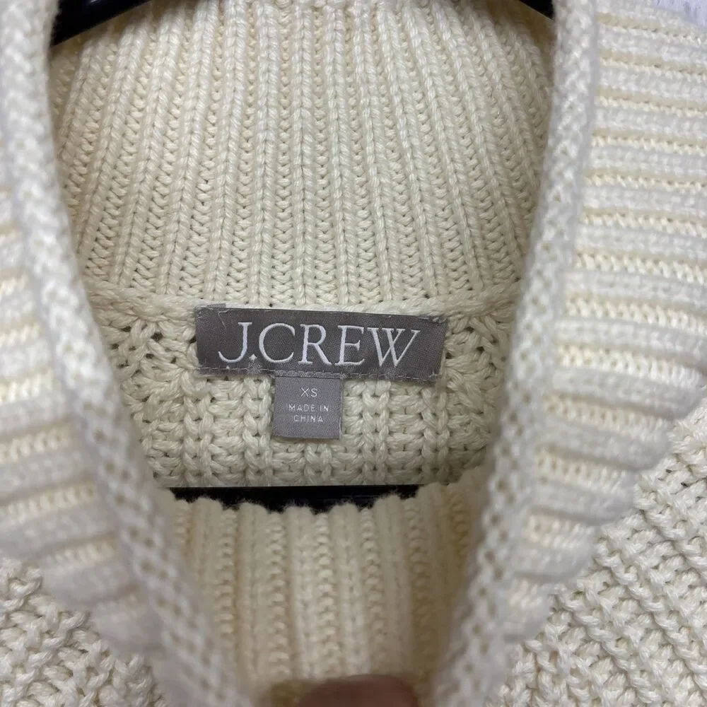 Womens Size XS J Crew Cream Rolled Neck Sweater EUC
